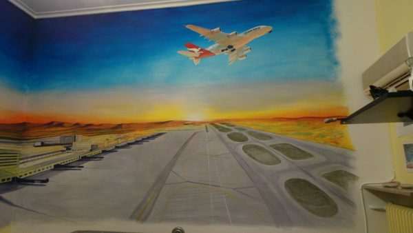 Sample work :A mural in a child's room with the theme of an airport. - Image 2