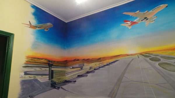 Sample work :A mural in a child's room with the theme of an airport. - Image 3