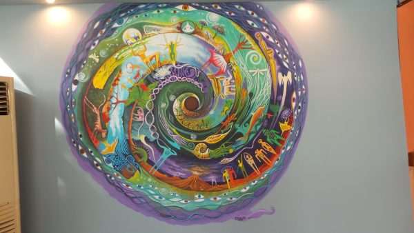 Sample work:  Wall Murals with circle of life  theme in a professional space.