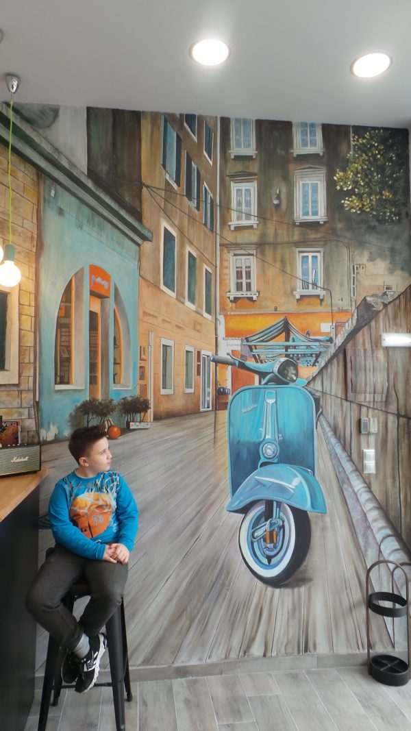 Sample work: Μural alley in Italy theme in a professional space