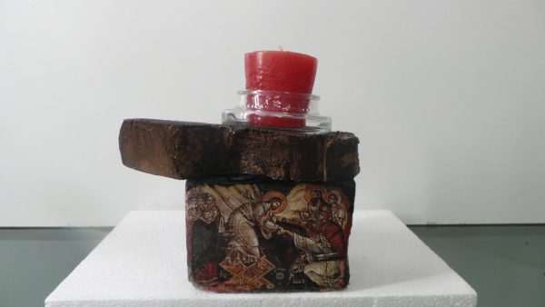 Resurrection Candle Holder with Red Candle